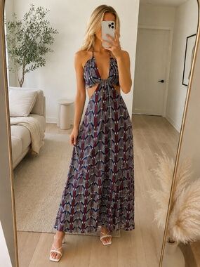 NWT Tribal Halter Cutout Maxi Dress Small